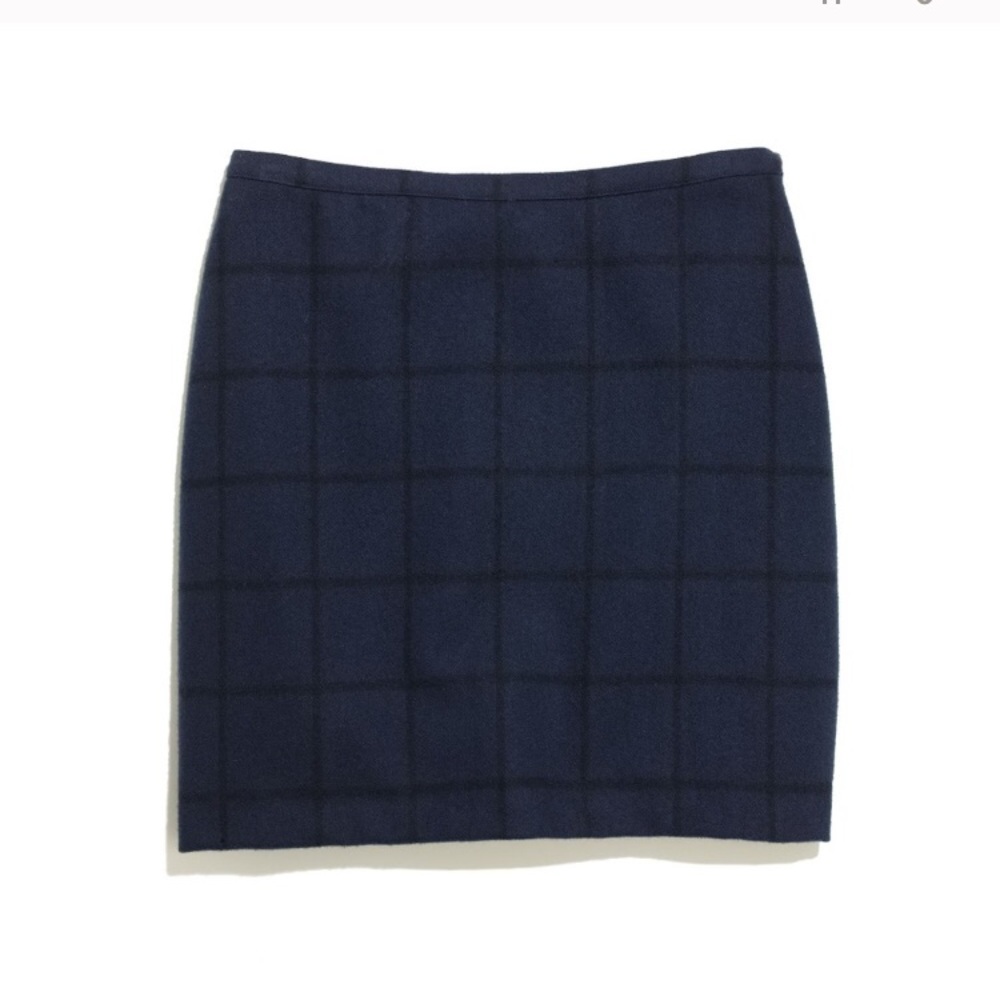 Madewell Broadway and Broome Navy Wool Check Skirt